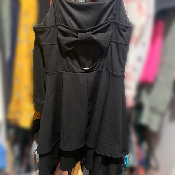 altered state black dress with bow Altar'd State strapless black mini bow dress